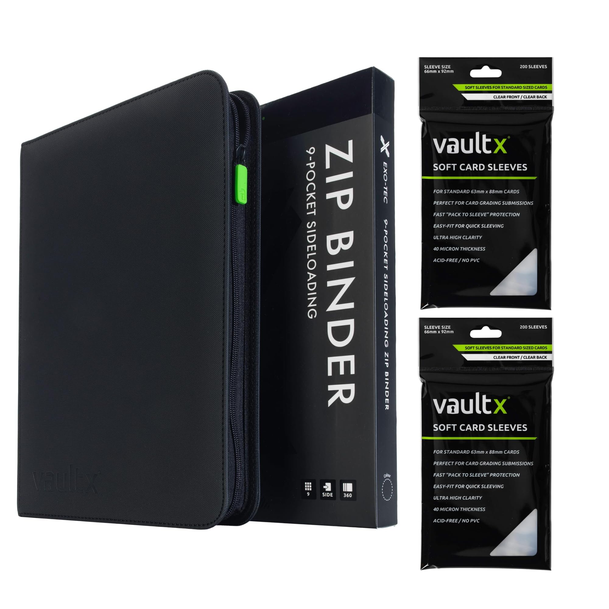 Amazon.com: Vault X 9 Pocket Exo-Tec Zip Binder Black + 400 Penny